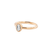 Bague de fiançailles diamant synthétique ovale 0.50 carat or rose 14 carats Alba